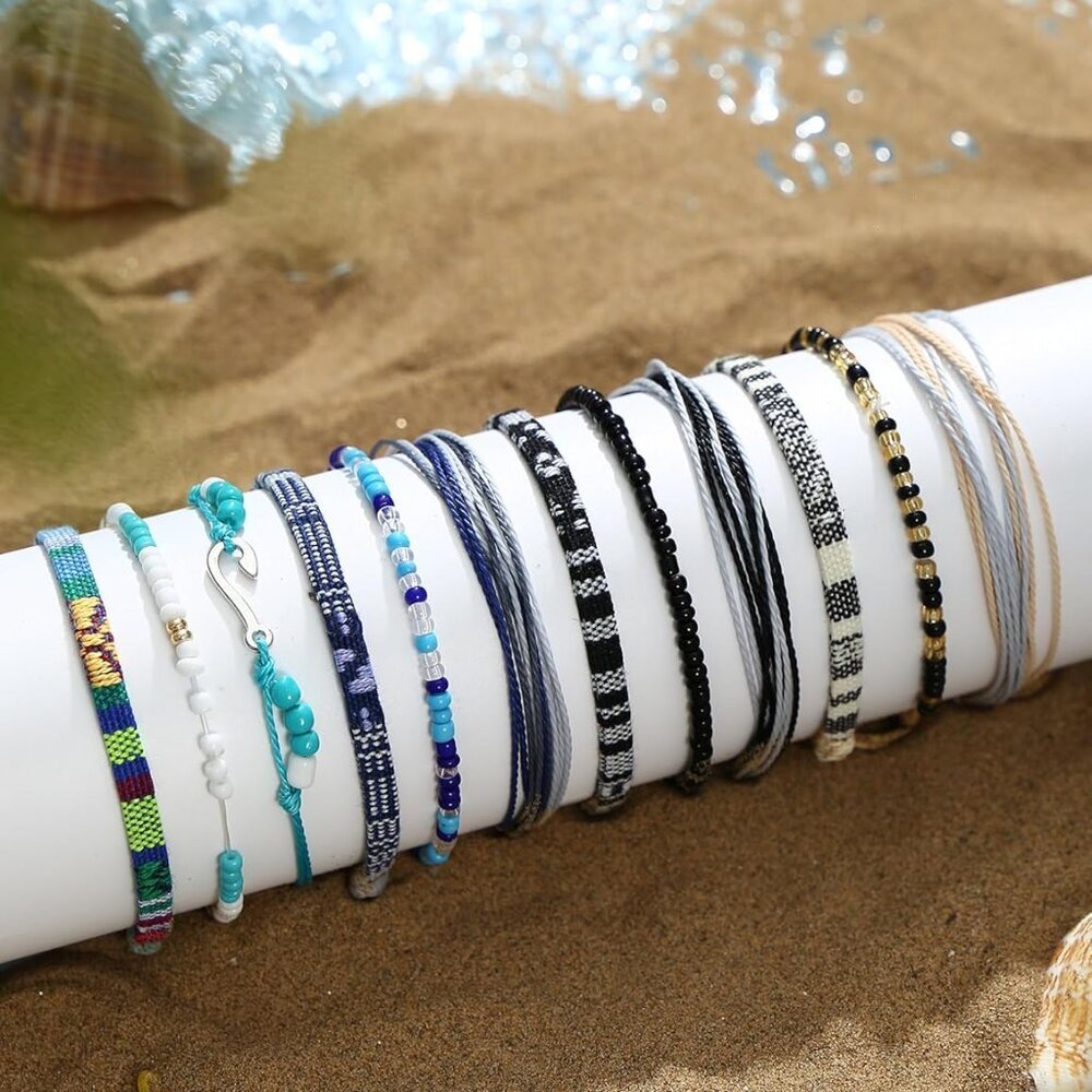 24 Pieces Waterproof String Bracelets for Women Surfer Wave Boho Bracelet Adjust - Picture 4 of 9